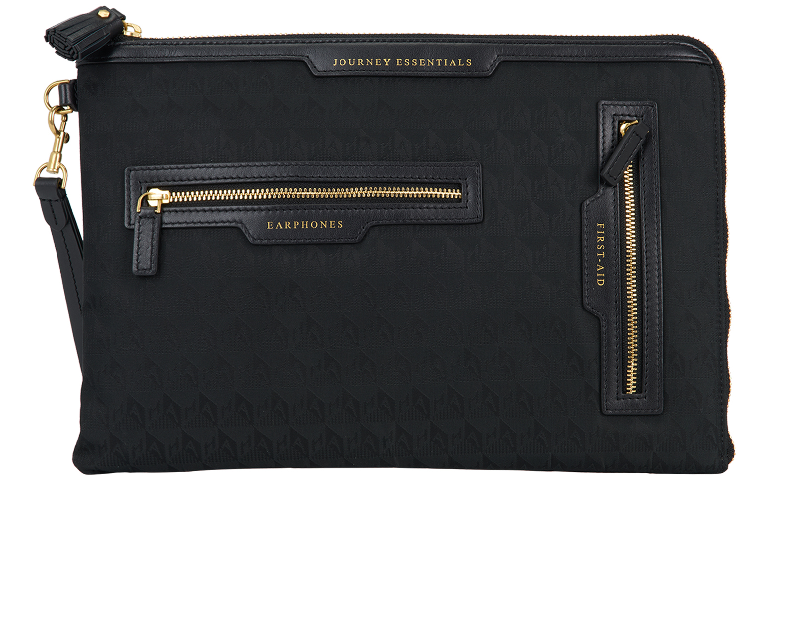 Anya Hindmarch Logo Journey Essential Pouch, &pound;175, Accessories, Black, Nylon, Back view